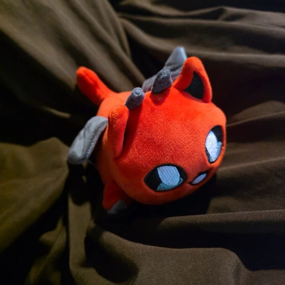 Aphmau MeeMeows Red Dragon Cat Plush Gray Wings Horns Collectible